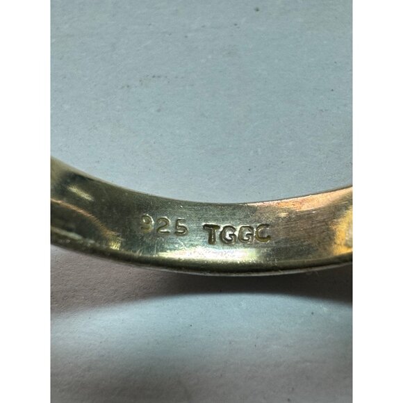 Estate Sterling Silver 925 Ring Fossil Coral Oval Cabochon Size 9, 6.7g TGGC Mar - Picture 6 of 9